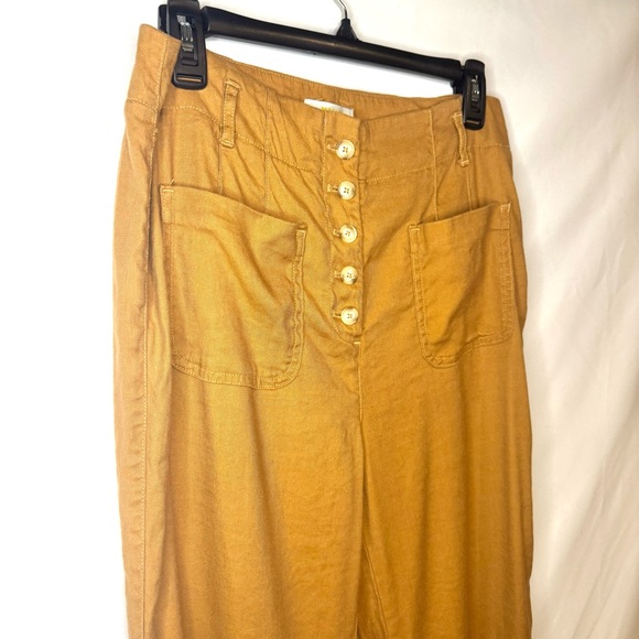 Maeve Anthropologie The Junie High-Rise Flare Pants Utility Linen Size 8 - Picture 7 of 13